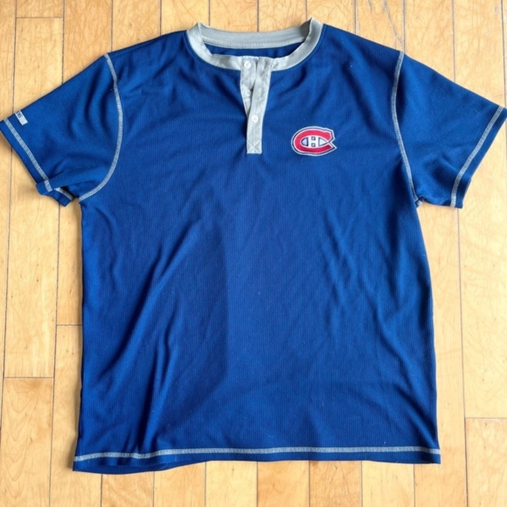 NHL Montreal Canadiens Blue Henley Shirt Size XL